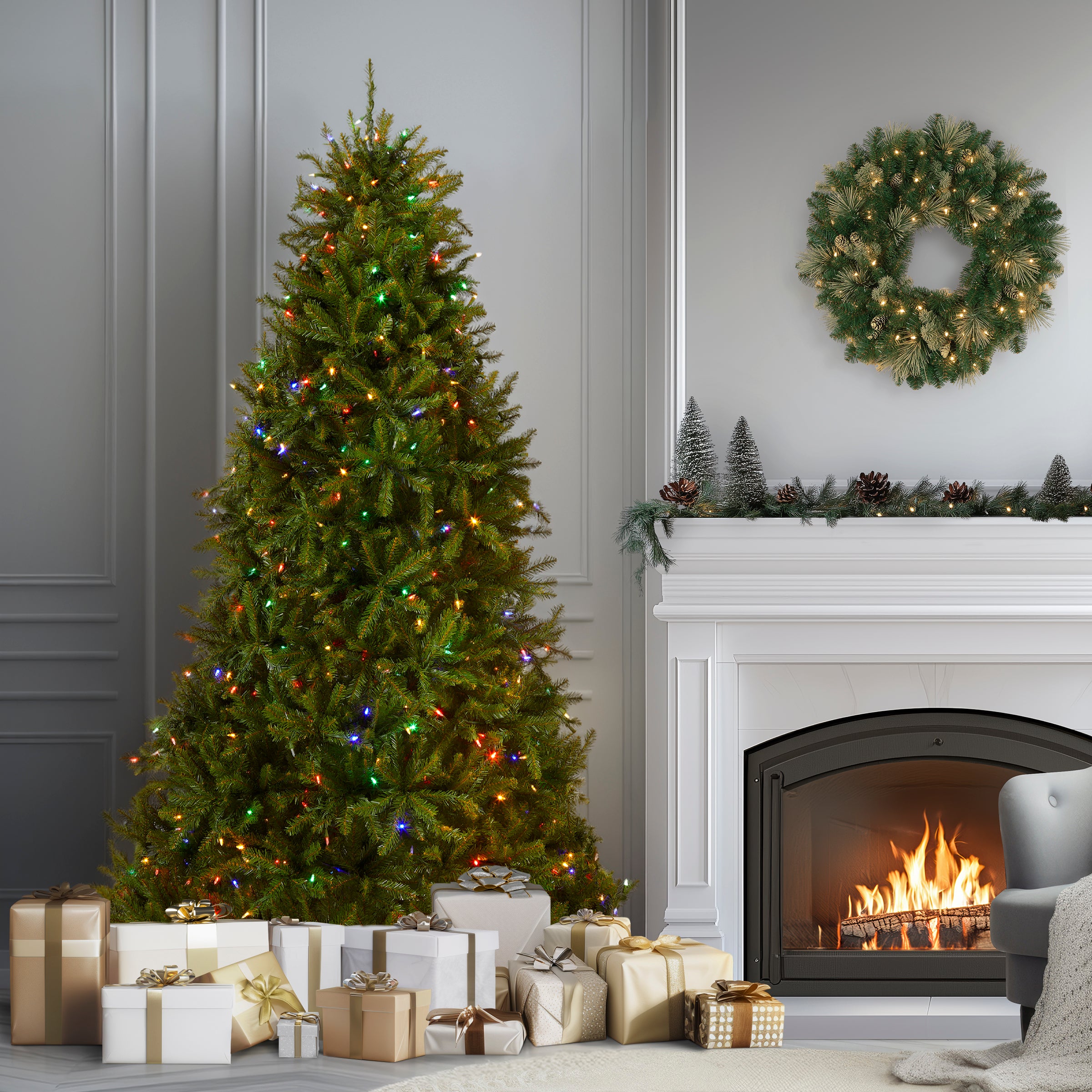 7.5 ft. Pre-Lit Dunhill Fir Tree with PowerConnect Dual Color LED