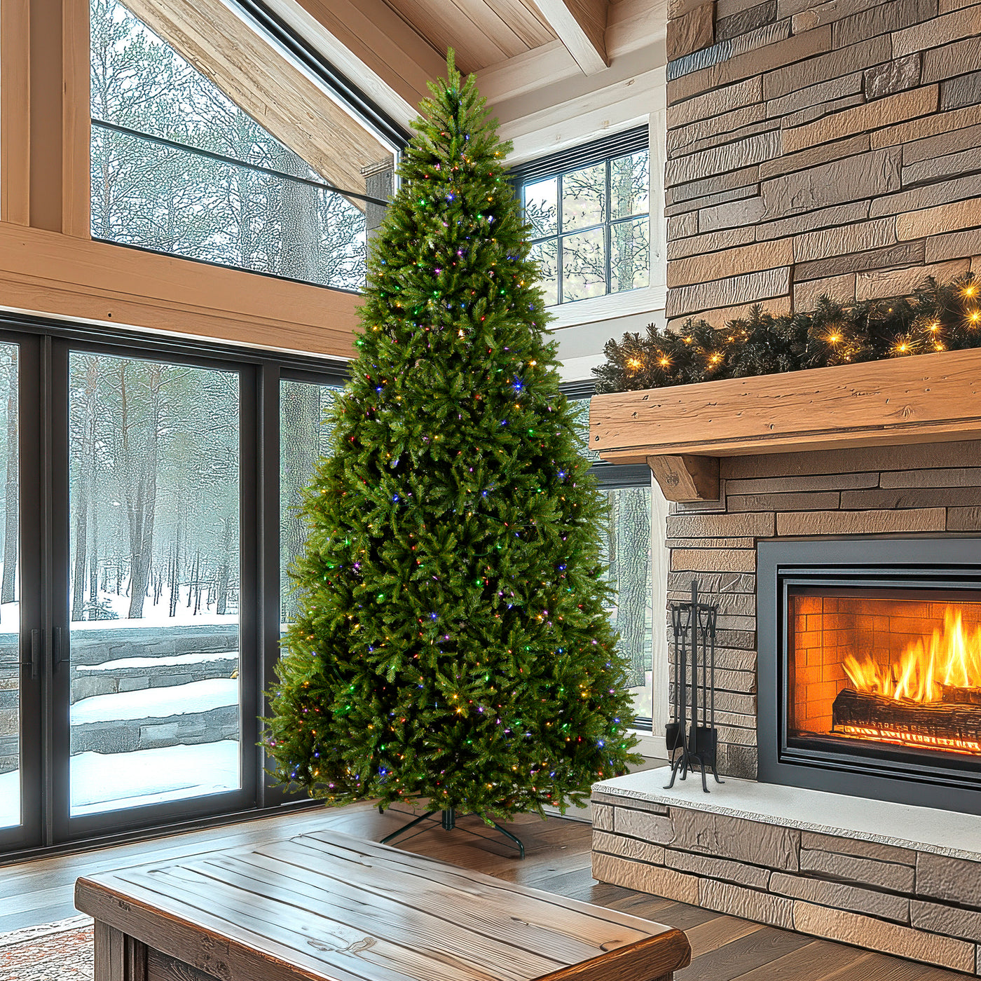 12 ft. Pre-Lit Dunhill Fir Tree with PowerConnect Dual Color LED Lights, Plug-In - National Tree Company