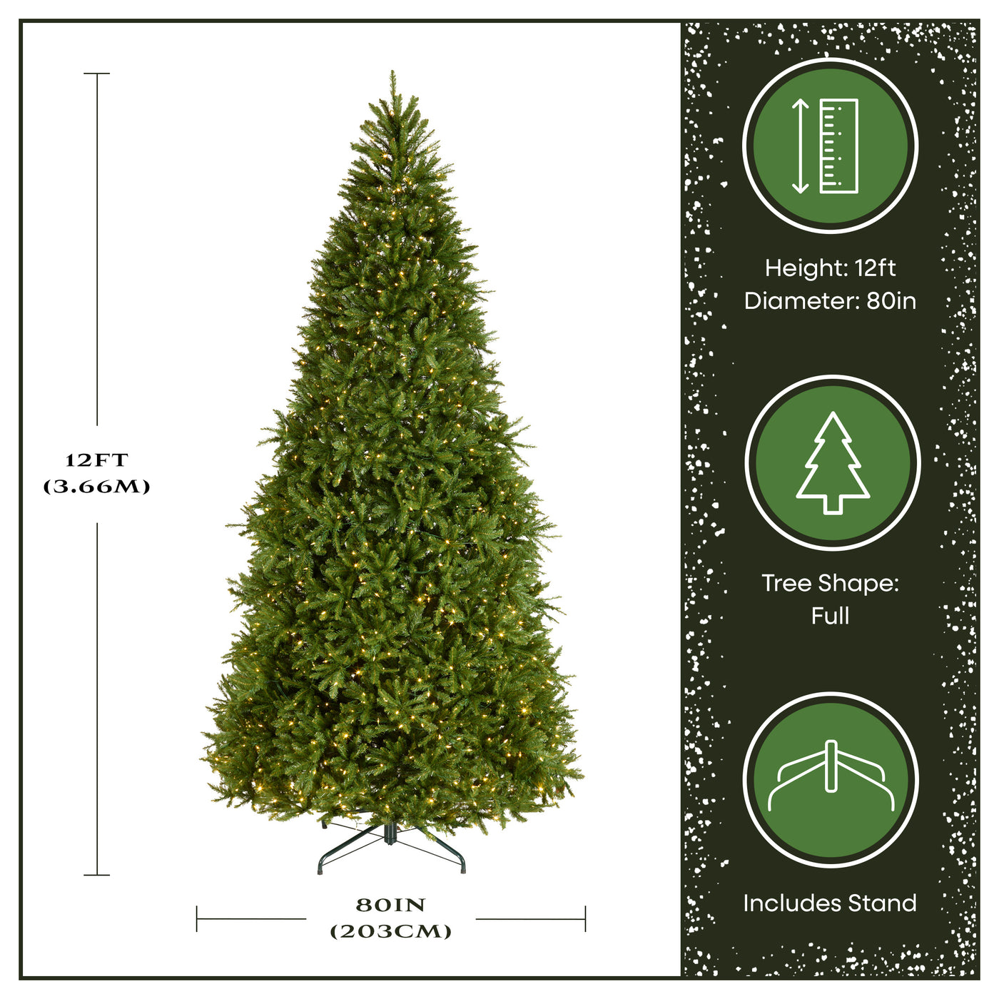 12 ft. Pre-Lit Dunhill Fir Tree with PowerConnect Dual Color LED Lights, Plug-In - National Tree Company