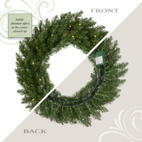 24 in. Pre-Lit Dunhill Shimmer Fir Wreath with Warm White LED Lights - National Tree Company