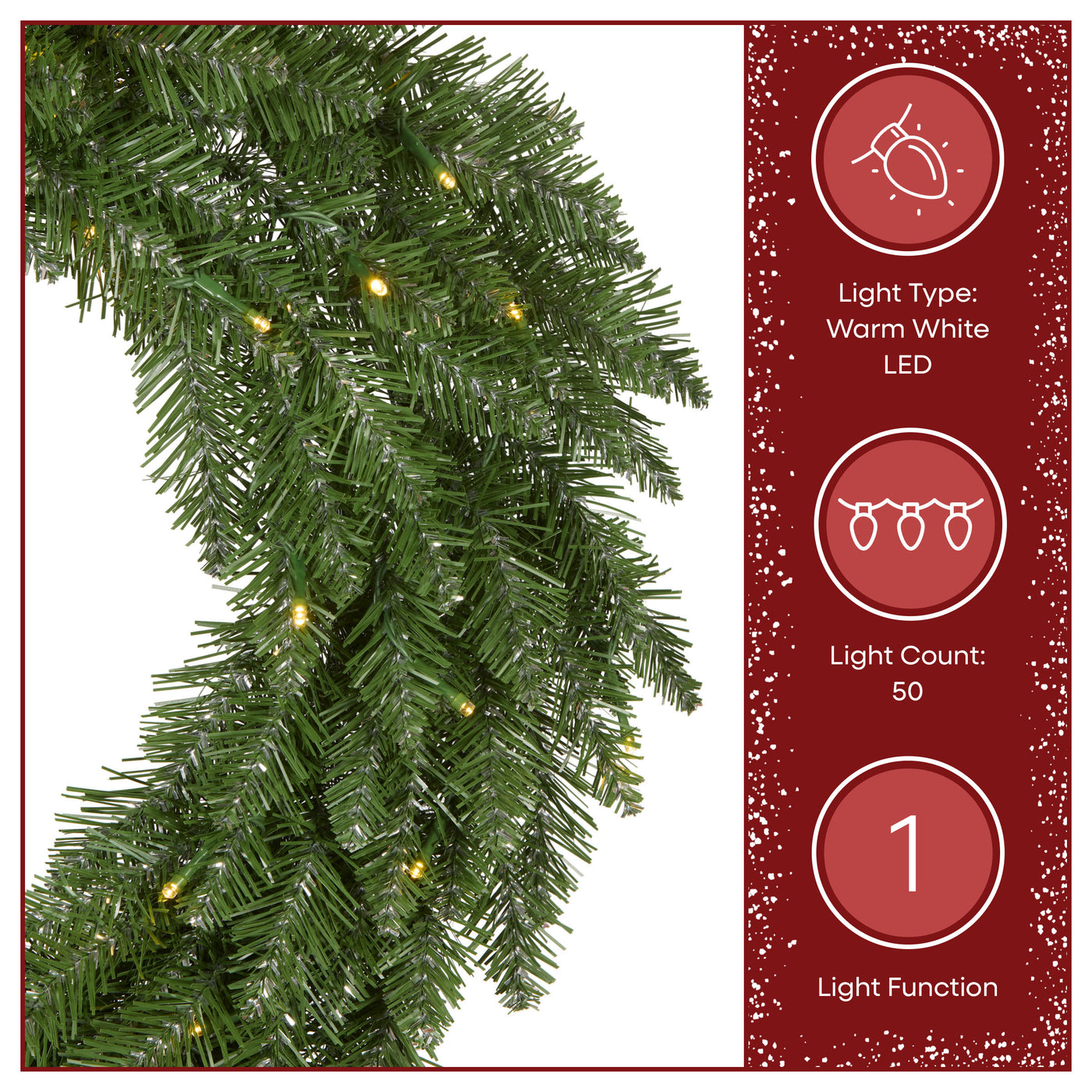 24 in. Pre-Lit Dunhill Shimmer Fir Wreath with Warm White LED Lights - National Tree Company
