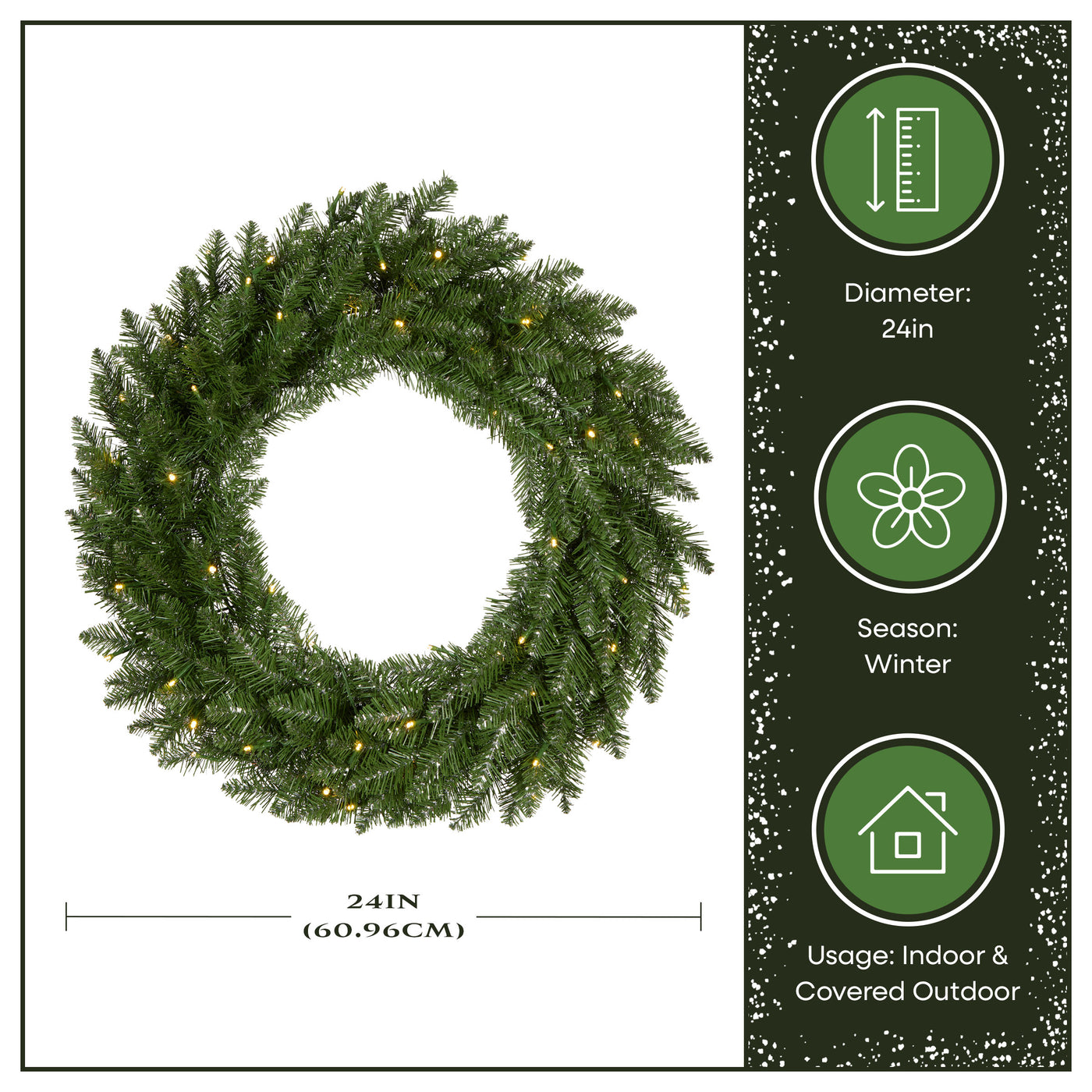 24 in. Pre-Lit Dunhill Shimmer Fir Wreath with Warm White LED Lights - National Tree Company