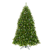 7.5 ft. Pre-Lit Dunhill Fir Shimmer Tree Silver Tinsel with Dual Color LED Lights - National Tree Company