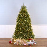 7.5 ft. Pre-Lit Dunhill Fir Shimmer Tree Silver Tinsel with Dual Color LED Lights - National Tree Company