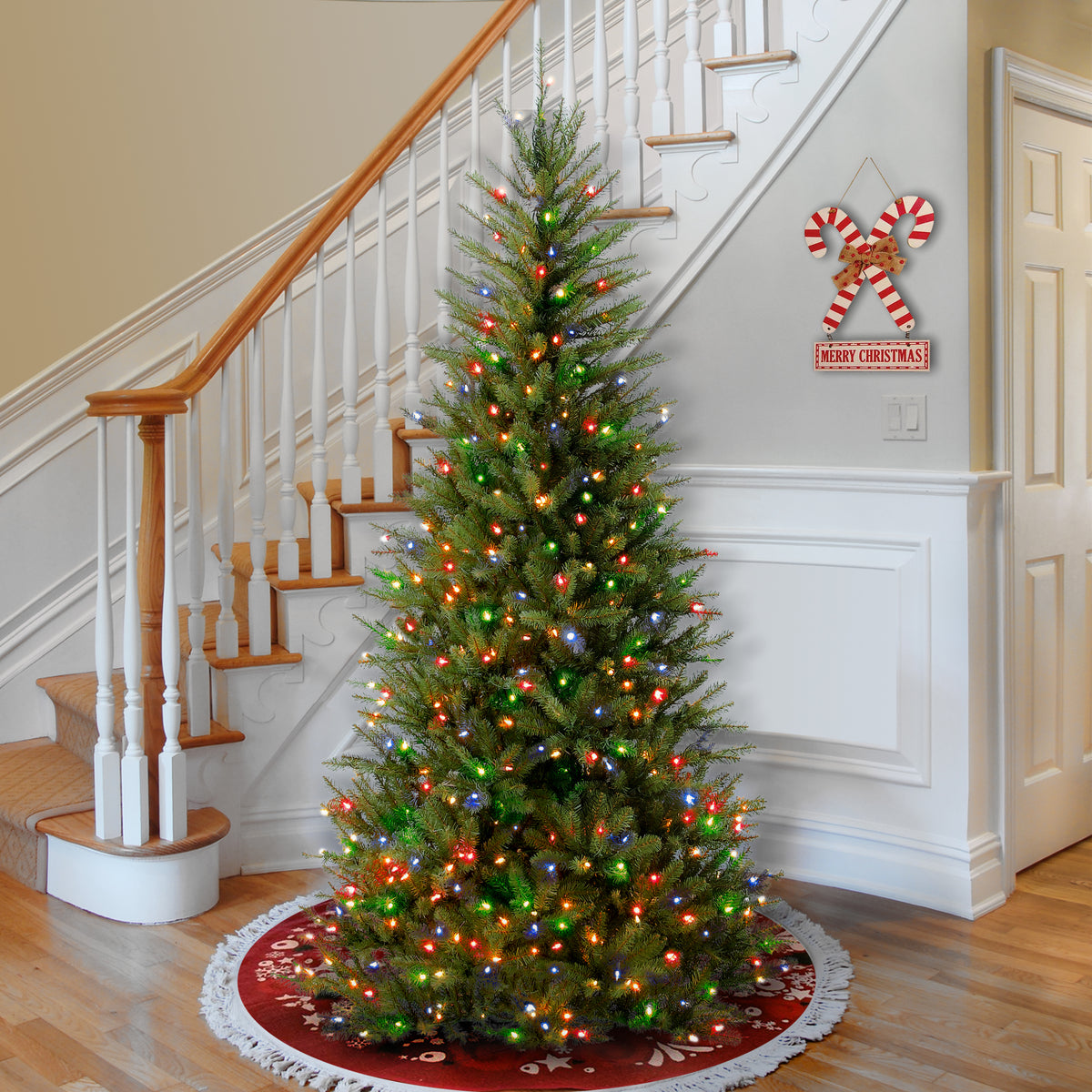 6.5 ft. Pre-Lit Dunhill Fir Slim Hinged Tree with Multicolor Lights, Plug-In - National Tree Company