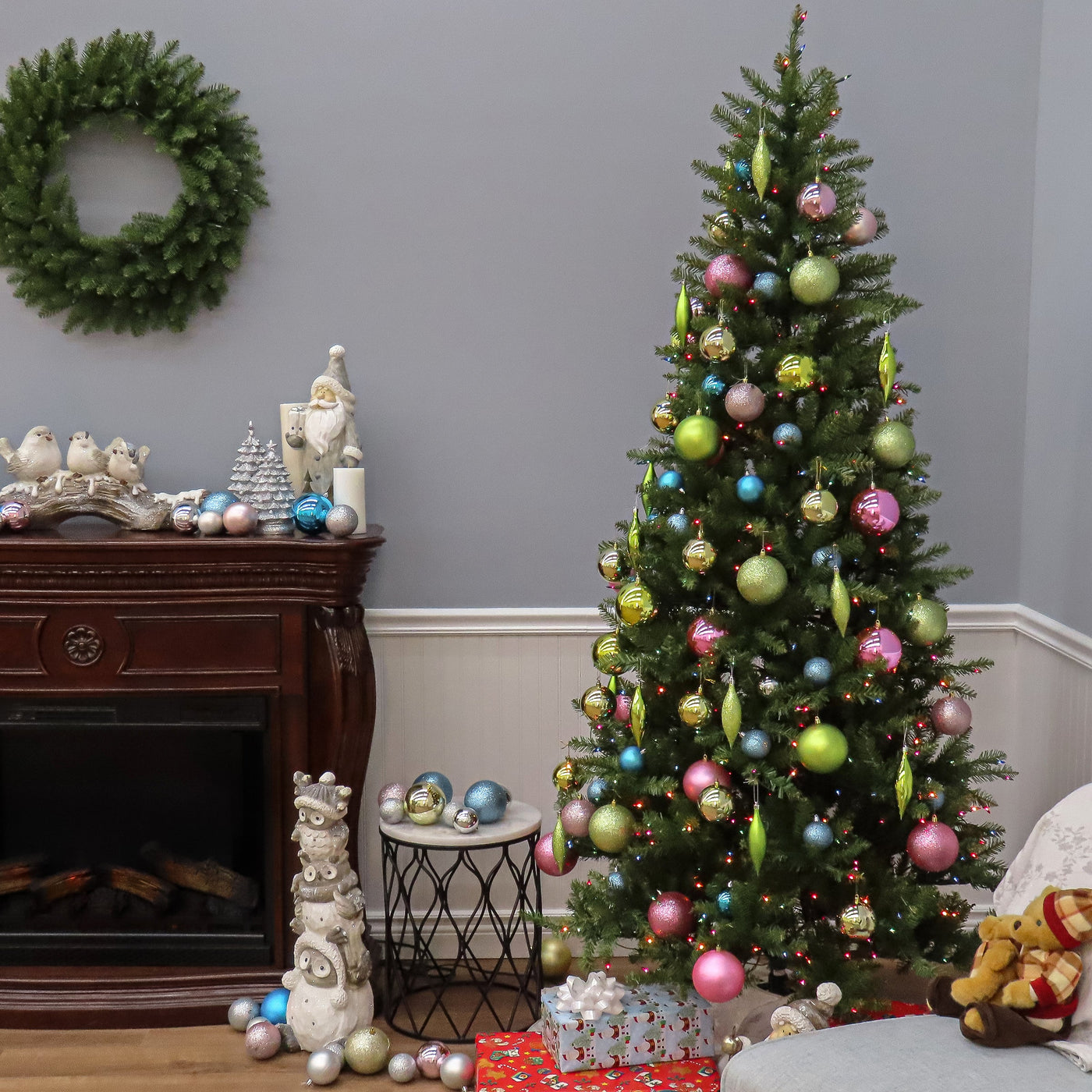 6.5 ft. Pre-Lit Dunhill Fir Slim Tree with Multicolor Lights - National Tree Company