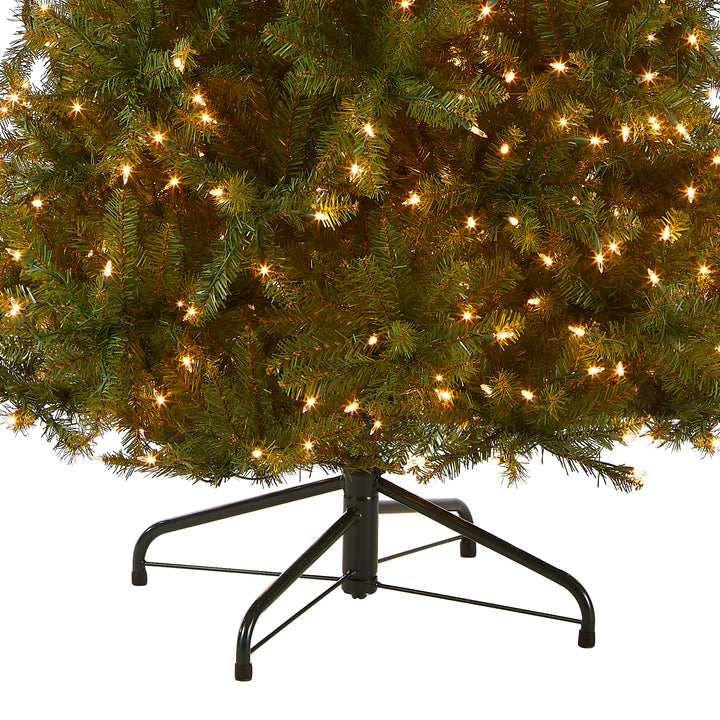 Pre-Lit Artificial Slim Christmas Tree, Green, Dunhill Fir, White Lights, Includes Stand, 7.5 Feet