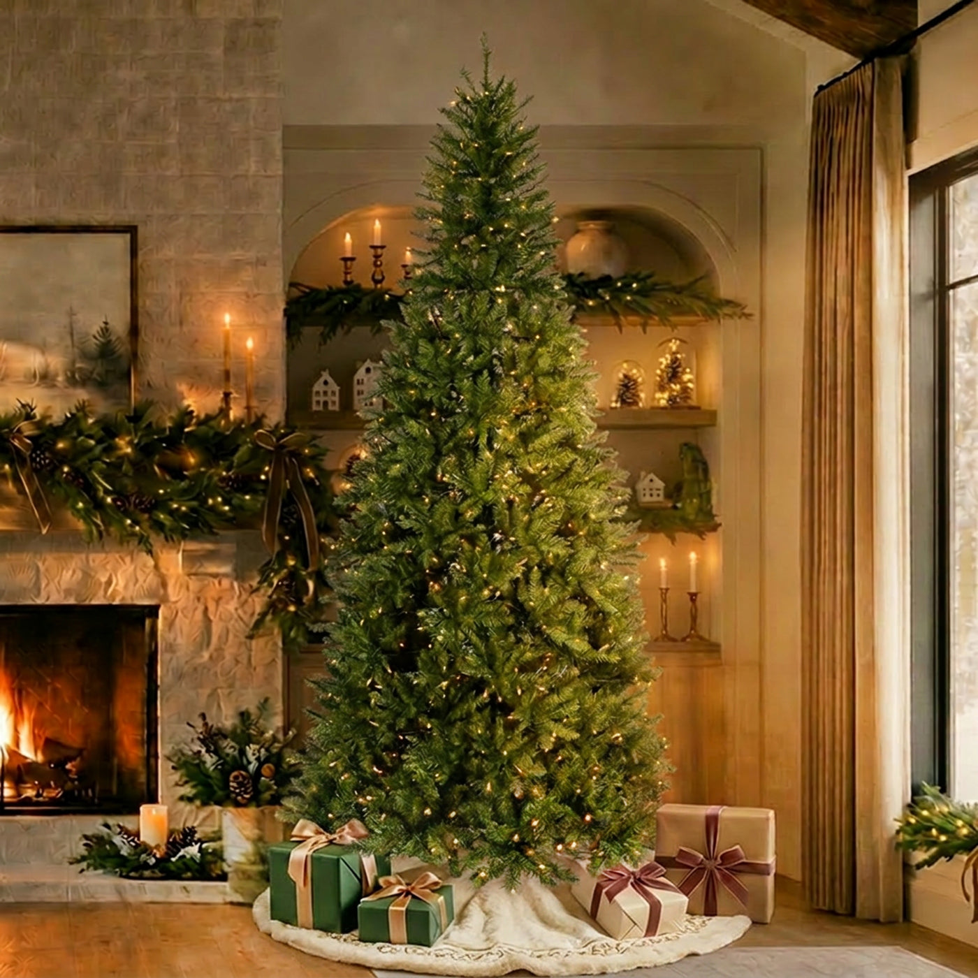 9 ft. Pre-Lit Dunhill Fir Slim Hinged Tree with Clear Lights, Plug-In - National Tree Company