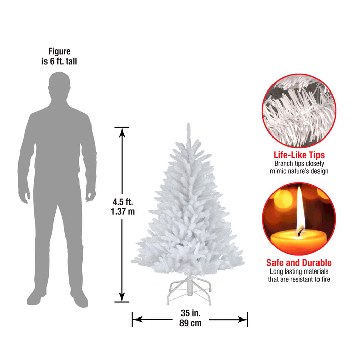 Pre-Lit Artificial Mini Christmas Tree, White, Dunhill Fir, Unlit, Includes Stand, 4.5 Feet