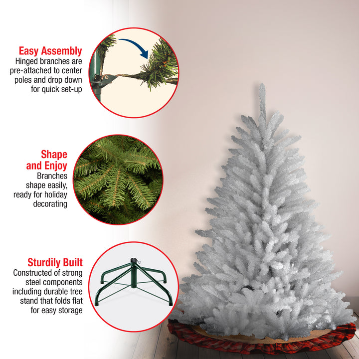 Pre-Lit Artificial Mini Christmas Tree, White, Dunhill Fir, Unlit, Includes Stand, 4.5 Feet