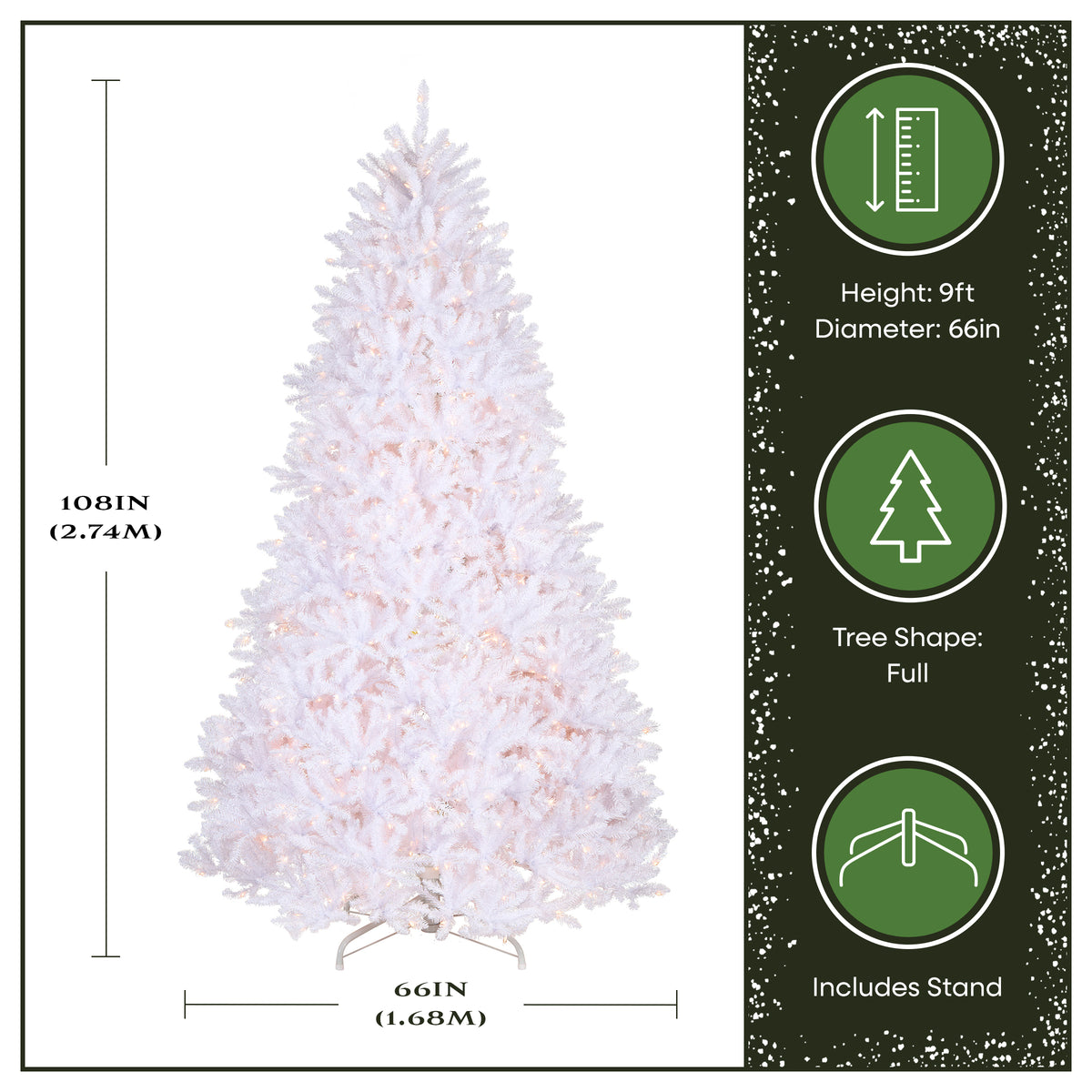 9 ft. Pre-Lit Dunhill Fir White Hinged Tree with Clear Lights - National Tree Company