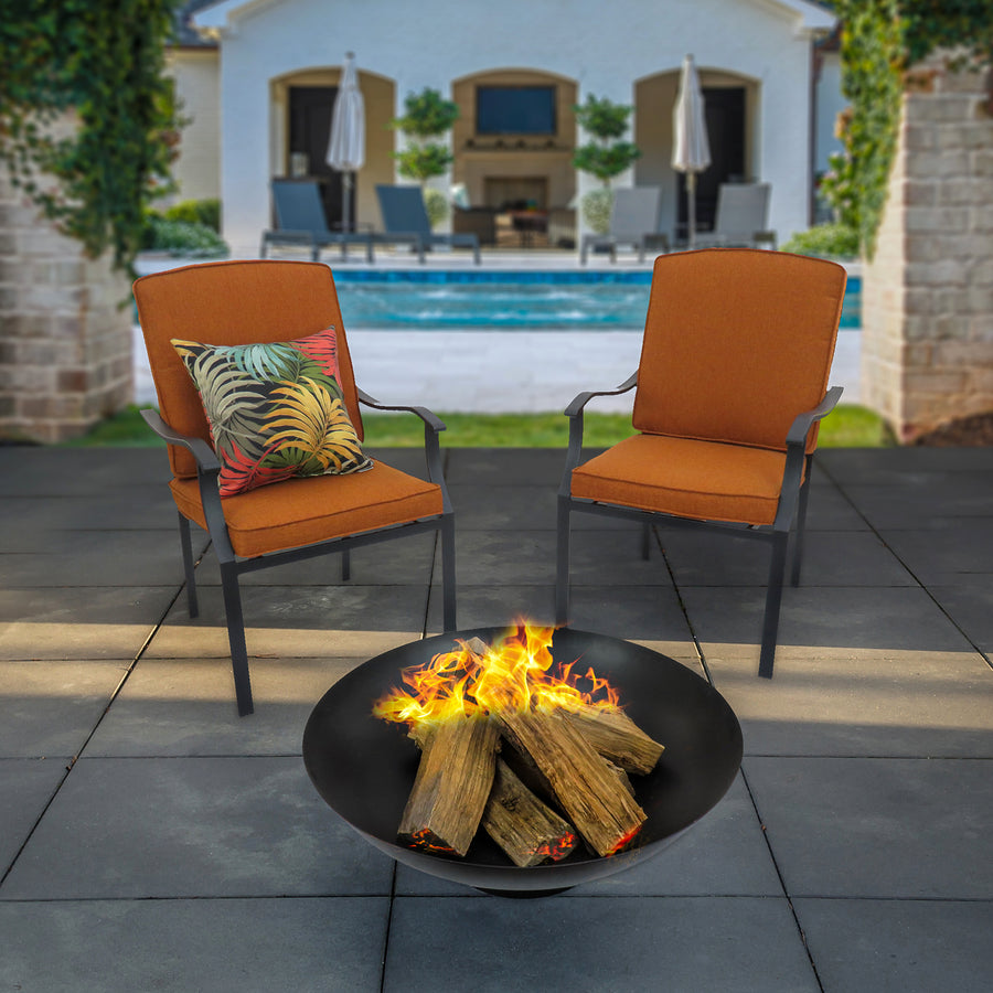 32 in. Cast Iron Outdoor Fire Pit Bowl with Black Screen Cover