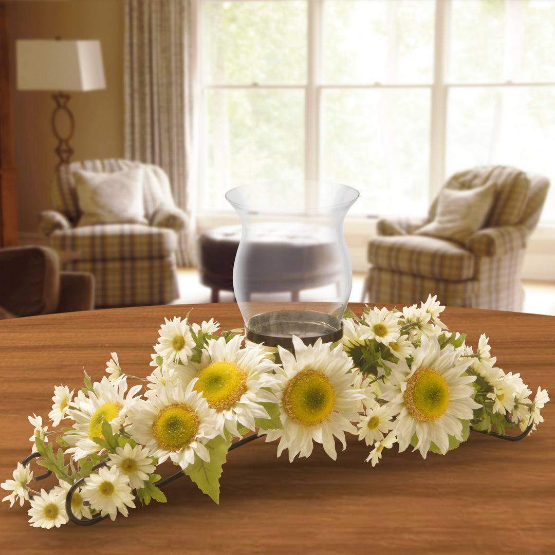 25" White Sunflower Candleholder