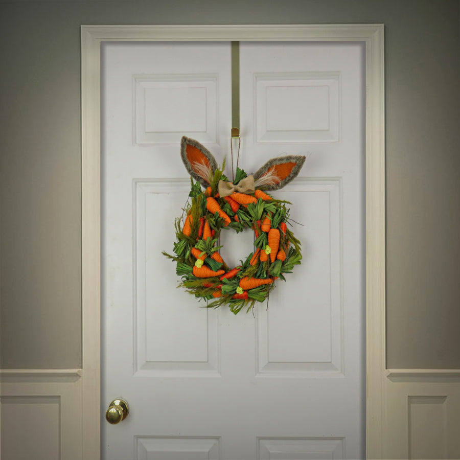 16 in. Easter Wreath Decorated with Carrots and Leafy Greens