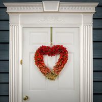 Artificial Valentine's Ombre Floral Heart Wreath, Decorated with Red, Pink and White Roses, Valentine's Day Collection, 22 Inches - National Tree Company