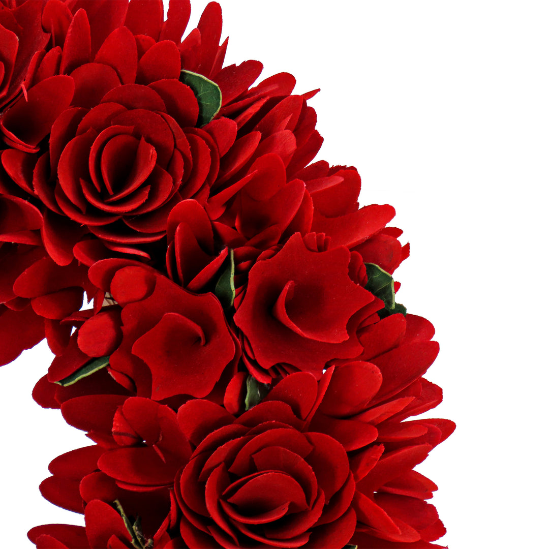 Artificial Valentine's Wreath, Decorated with Red Roses, Valentine's Day Collection, 14 Inches
