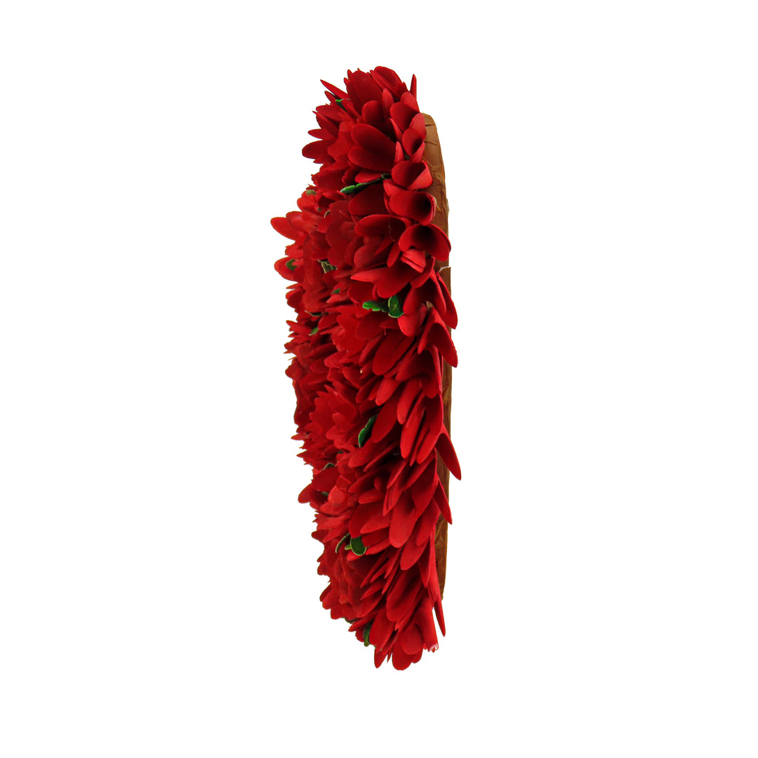 Artificial Valentine's Wreath, Decorated with Red Roses, Valentine's Day Collection, 14 Inches