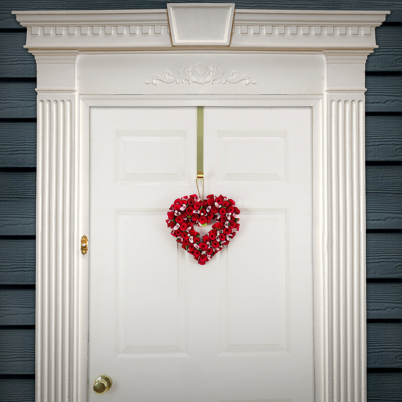 Artificial Valentine's Heart Wreath, Decorated with Red and Pink Roses, Valentine's Day Collection, 25 Inches - National Tree Company