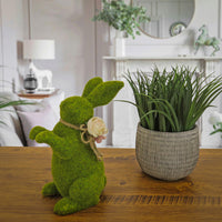 Artificial Moss Bunny Decoration, Foam Base, Decorated with Flower Blooms, Easter Collection, 14 Inches - National Tree Company