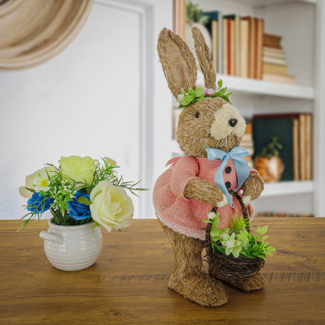 Female Bunny in Pink Dress Table Decoration, Easter Collection, 10 Inches