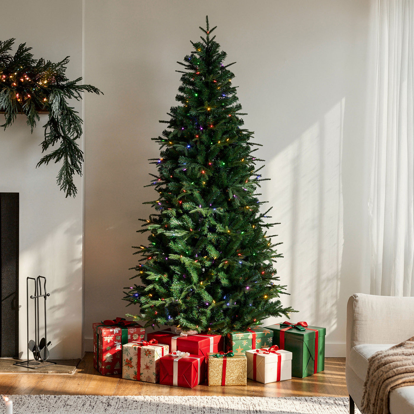 6.5 ft Pre-Lit Evercrest Artificial Christmas Tree with PowerConnect and Dual Color Multifunction Lights - National Tree Company