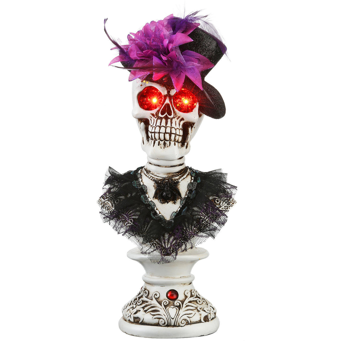 17 in. Halloween Female Skeleton Bust with LED Lights - National Tree Company