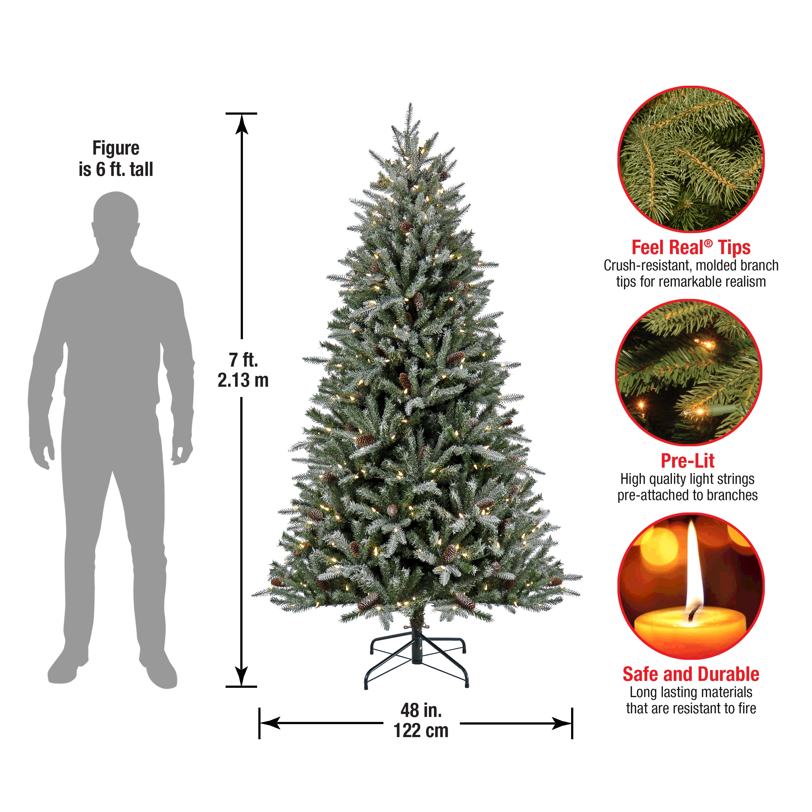 7 ft. Pre Lit Snowy Olallie Pine Tree with LED Lights National Tree Company