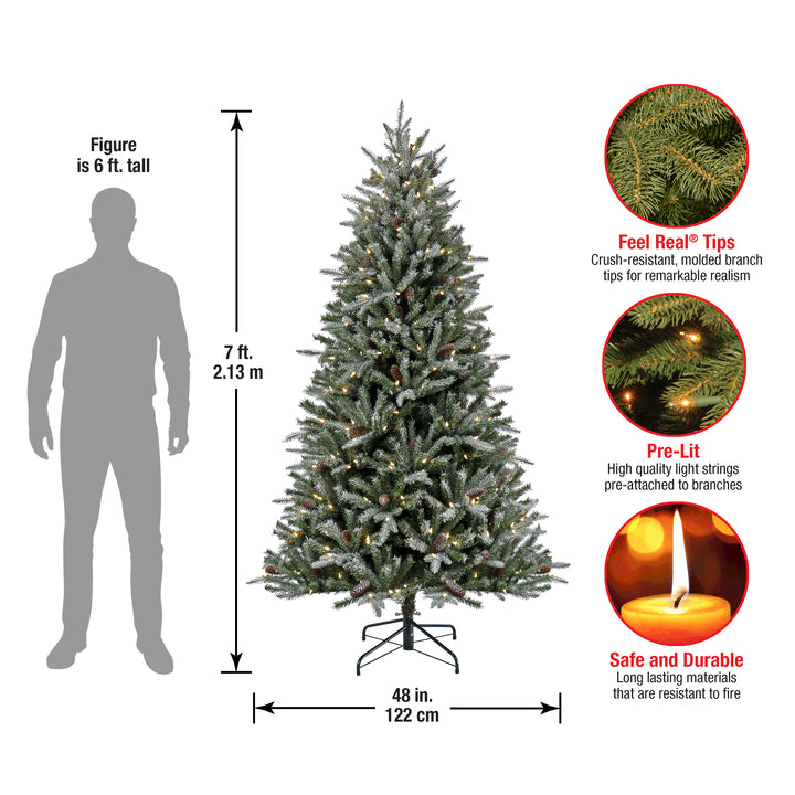 7 ft Pre-Lit Snowy Olallie Pine Tree with LED Lights