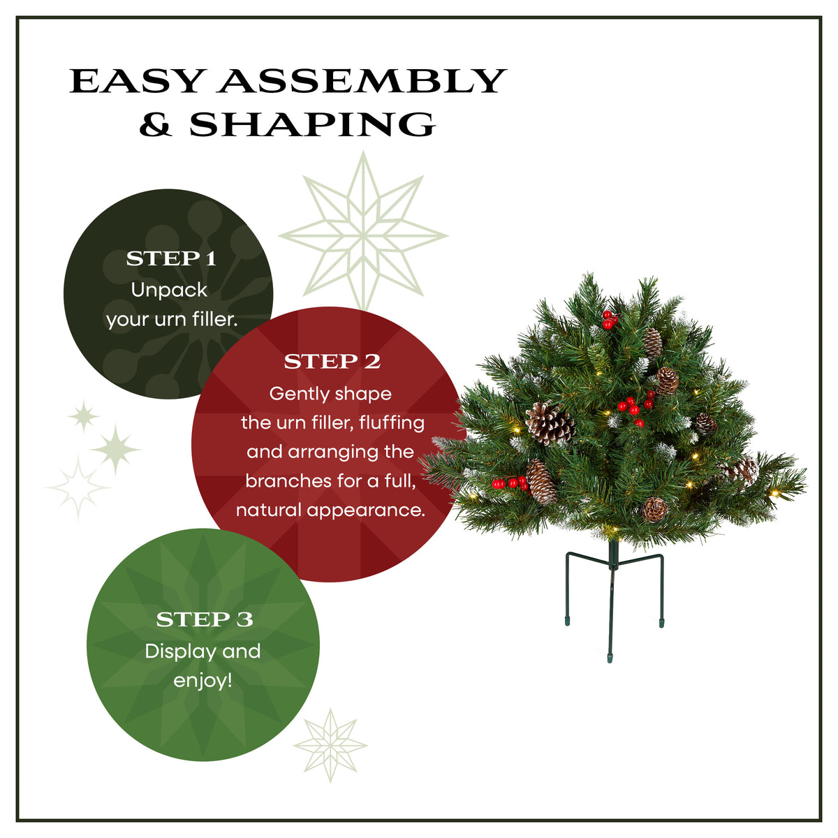 18 in. Pre-Lit Frosted Berry Urn Filler with Warm White LED Lights - National Tree Company