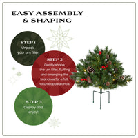 18 in. Pre-Lit Frosted Berry Urn Filler with Warm White LED Lights - National Tree Company