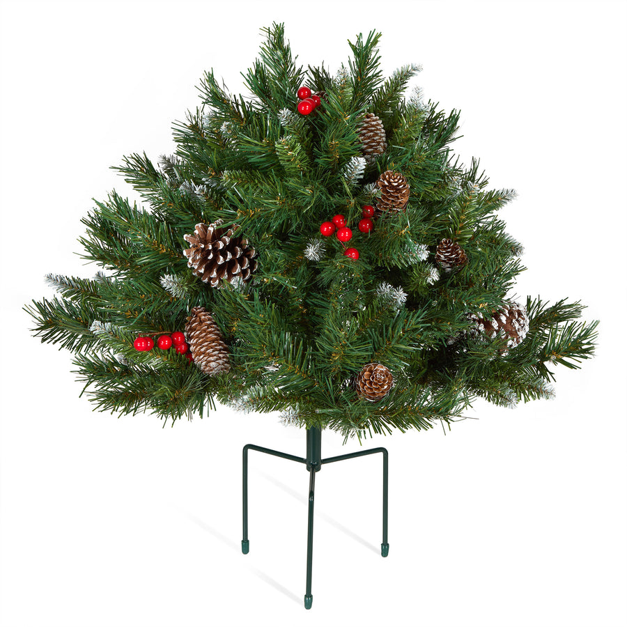 18 in. Pre-Lit Frosted Berry Urn Filler with Warm White LED Lights - National Tree Company