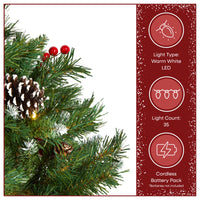 18 in. Pre-Lit Frosted Berry Urn Filler with Warm White LED Lights - National Tree Company
