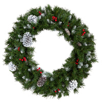 30 in. Pre-Lit Frosted Berry Wreath with Clear Lights, Plug-In - National Tree Company