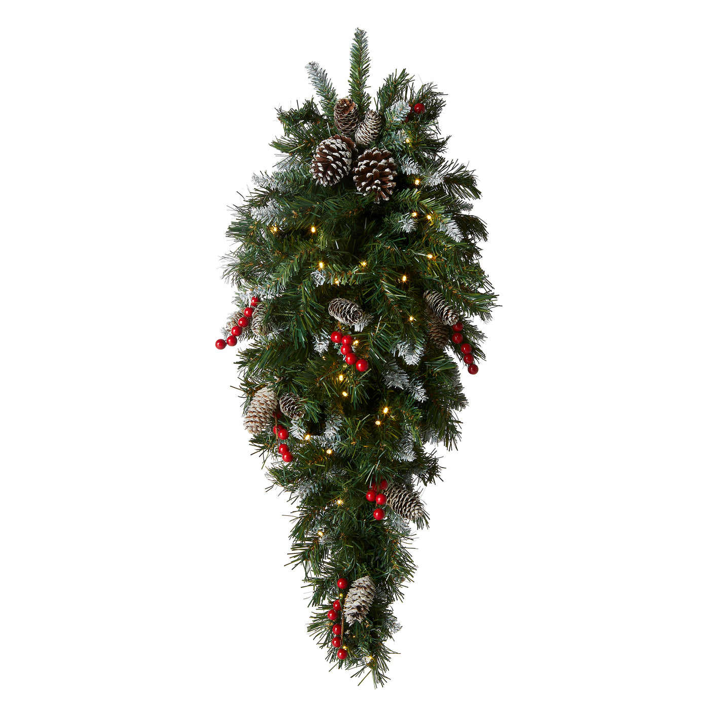 36 in. Pre-Lit Frosted Berry Teardrop with LED Lights - National Tree Company