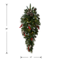 36 in. Pre-Lit Frosted Berry Teardrop with LED Lights - National Tree Company