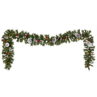 9 ft. Pre-Lit Frosted Berry Garland with Pine Cones, Red Berries and Clear Lights, Plug-In - National Tree Company