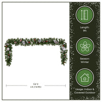 9 ft. Pre-Lit Frosted Berry Garland with Pine Cones, Red Berries and Clear Lights, Plug-In - National Tree Company