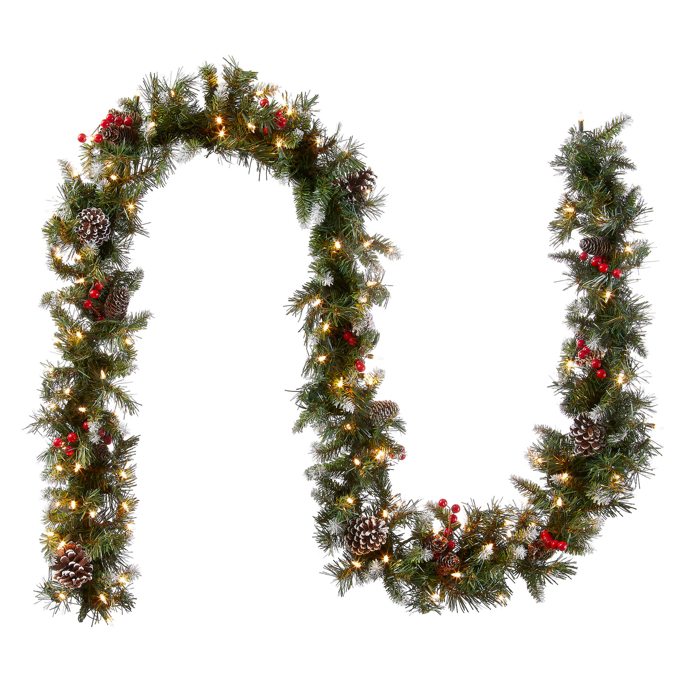 9 ft. Pre-Lit Frosted Berry Garland with Clear Lights - National Tree Company