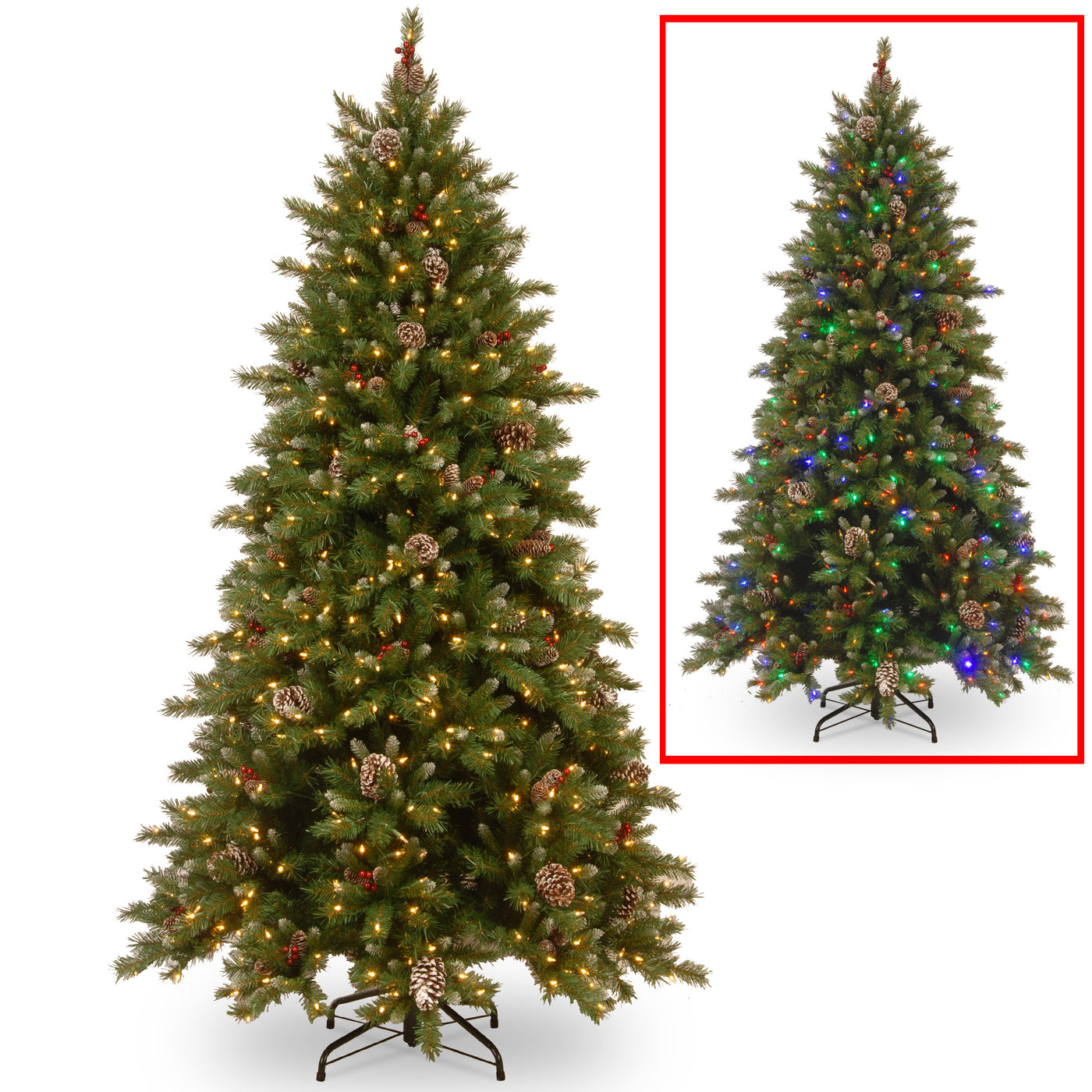 6.5 ft. Pre-Lit Frosted Berry Tree with PowerConnect Dual Color LED Lights - National Tree Company