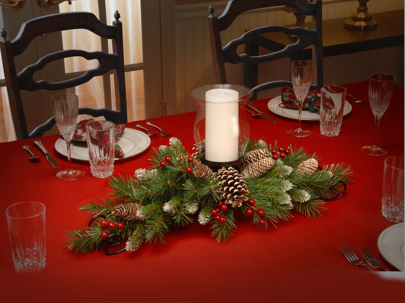 30 in. Frosted Berry Centerpiece and Candle Holder - National Tree Company