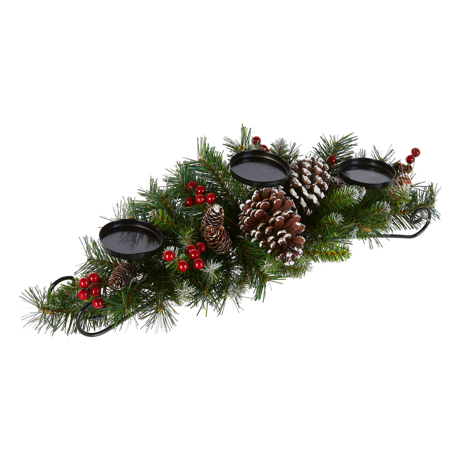 30 in. Frosted Berry Frosted Berry Centerpiece and Candle Holder - National Tree Company