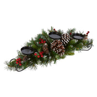 30 in. Frosted Berry Frosted Berry Centerpiece and Candle Holder - National Tree Company