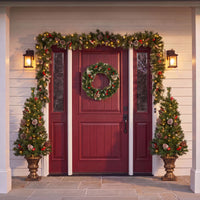 Pre-Lit Frosted Berry Assortment with 2 4ft. Entrance Trees, 1 24 in. Wreath, 2 9 ft. Garland - National Tree Company