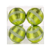 First Traditions 4 Piece Shatterproof Swirling Lime Green Ornaments - National Tree Company