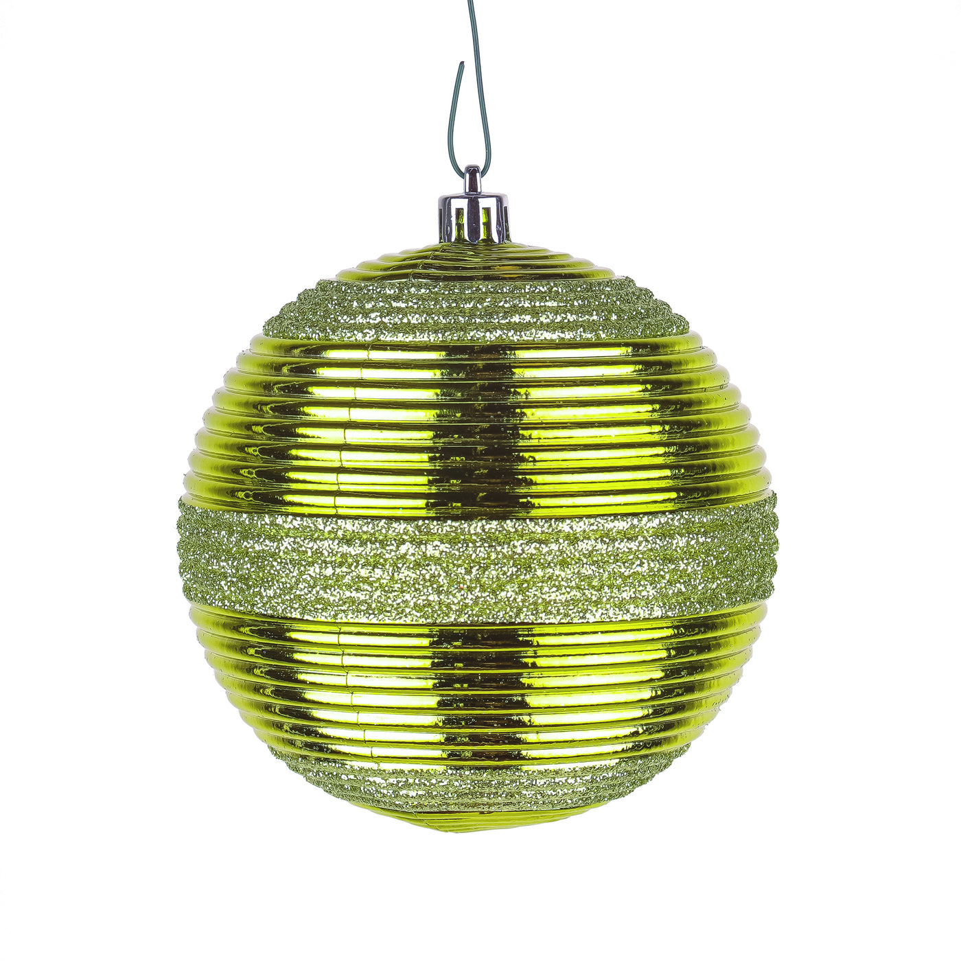 First Traditions 4 Piece Shatterproof Swirling Lime Green Ornaments - National Tree Company