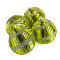 First Traditions 4 Piece Shatterproof Swirling Lime Green Ornaments - National Tree Company