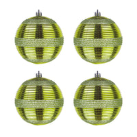 First Traditions 4 Piece Shatterproof Swirling Lime Green Ornaments - National Tree Company