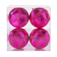 First Traditions 4 Piece Shatterproof Swirling Pink Ornaments - National Tree Company