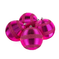 First Traditions 4 Piece Shatterproof Swirling Pink Ornaments - National Tree Company