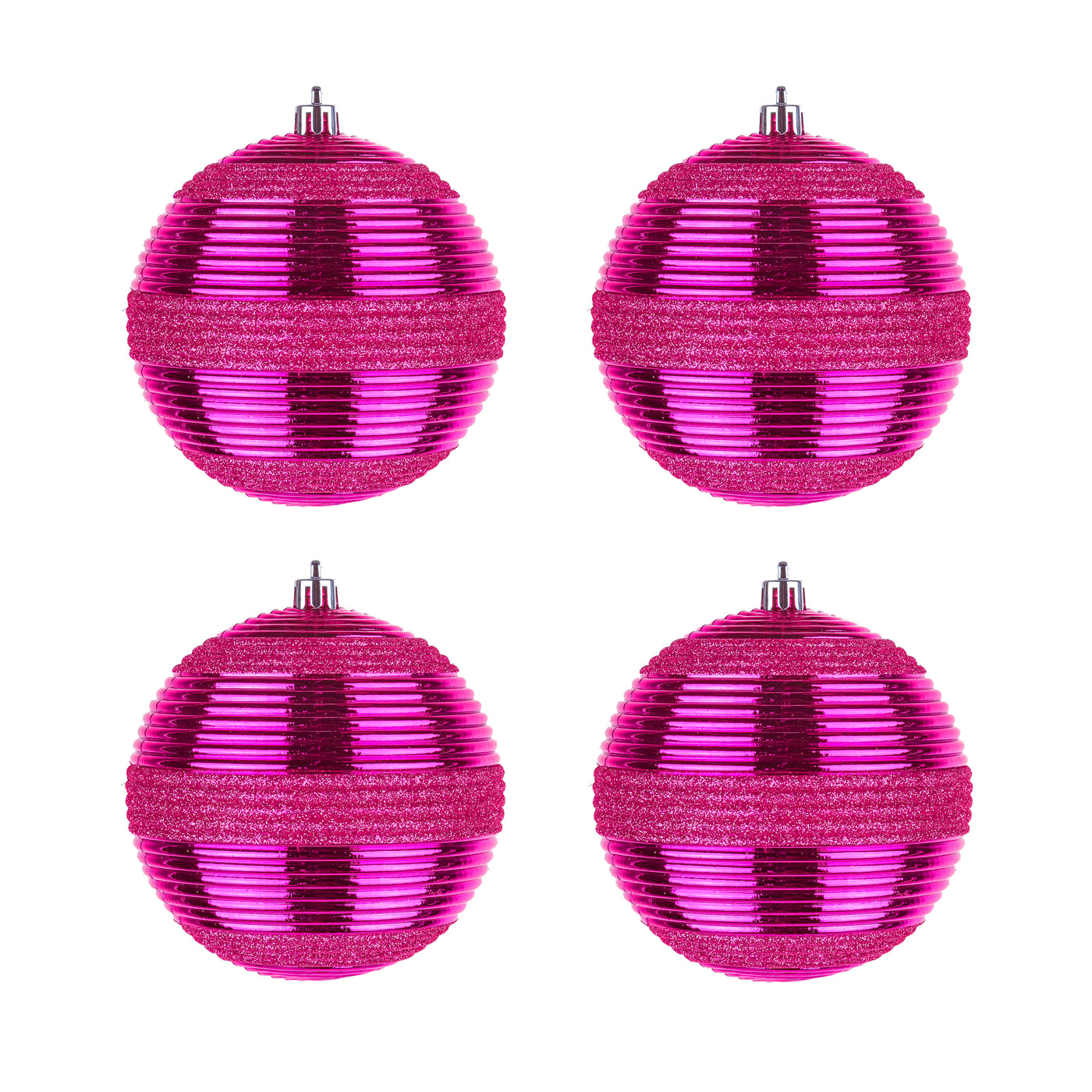 First Traditions 4 Piece Shatterproof Swirling Pink Ornaments - National Tree Company